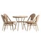 Merrick Lane Celia Bistro Style Table with Glass Top, PE Rattan, 4 Stack Chairs, and Bamboo Finished Metal Frame for Indoor/Outdoor Use
